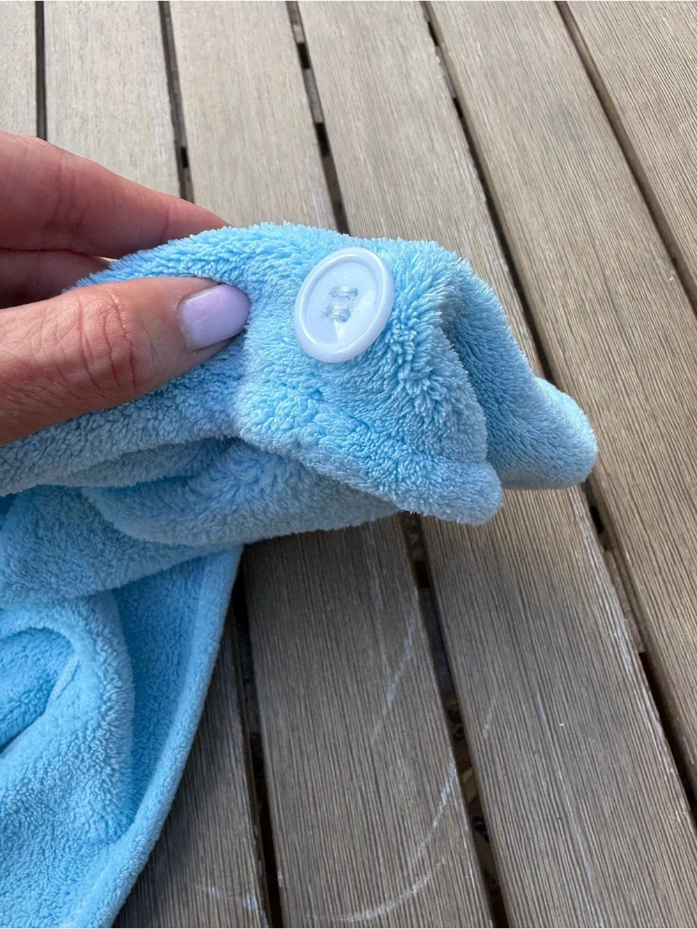 Bliss Microfiber Hair Towel Wrap Blue Quick Dry Button Closure